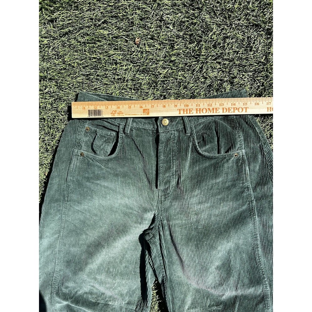 Free People We The Free Good Luck Mid Rise Corduroy Barrel Jeans Green 27 Boho - Picture 8 of 13